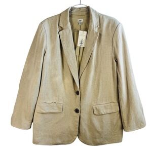 A New Day Linen Blend‎ Oversize Blazer Casual Work Office Career Jacket Beige M